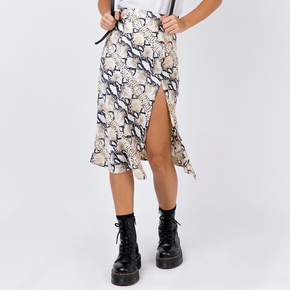 Snake Print Midi Skirt